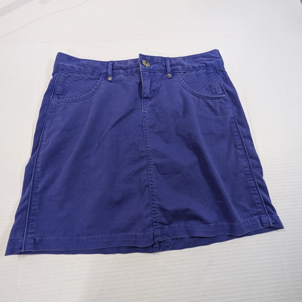 Athleta Royal Blue Jean Skirt Women's 4 Button Front Pockets #443485